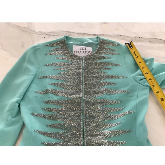 GAI MATTIOLO VINTAGE AQUA SILVER BEADED JACKET 8 - Picture 9 of 13